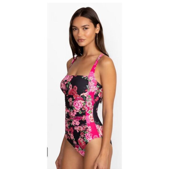 JOHNNY WAS PINK FLORAL RUCHED ONE PIECE. - RETAIL $198 - Picture 6 of 16